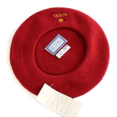 画像5: デッドストック★イタリア製 NEXOS バラ刺繍 ウール ベレー帽 赤 (5)