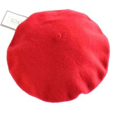 画像3: デッドストック★イタリア製 NEXOS バラ刺繍 ウール ベレー帽 赤 (3)