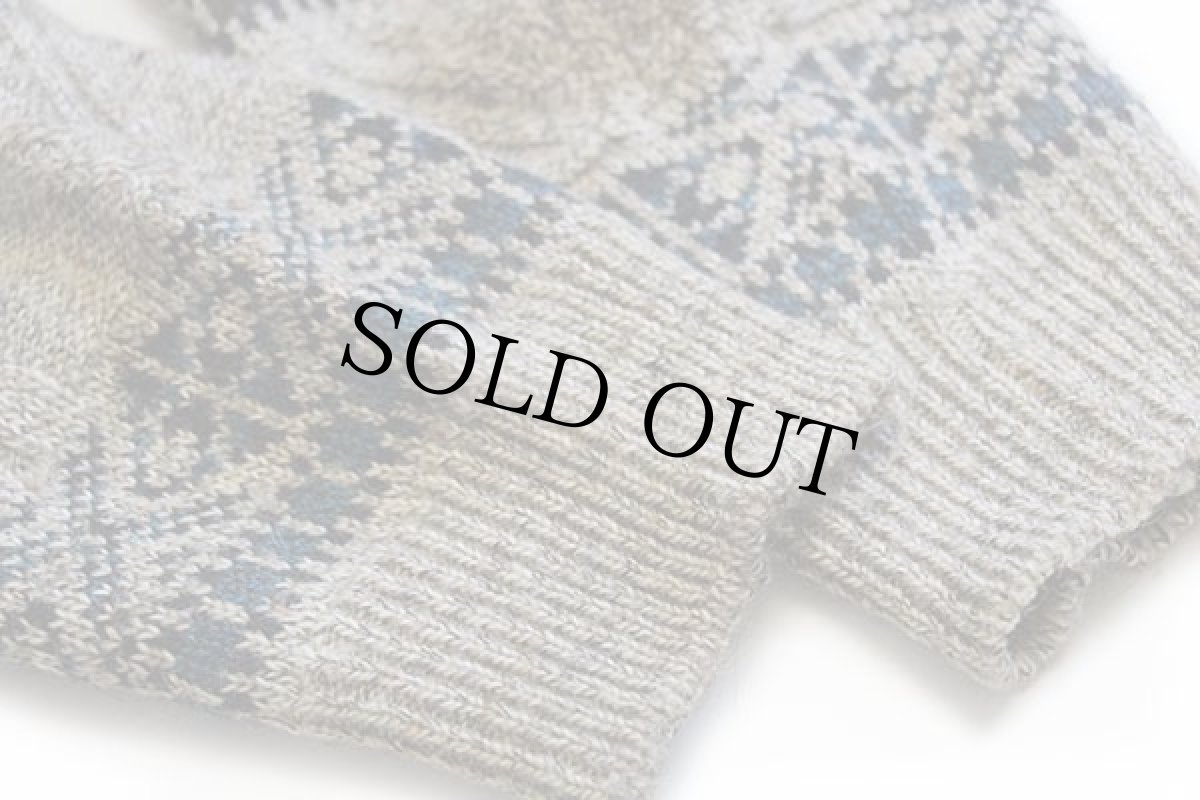 画像6: 英国製 St Michael ノルディック柄 編み柄 切り替え ネップ入り アクリル×ウールニット セーター L (6)