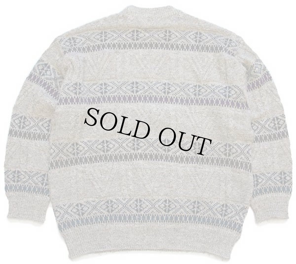 画像2: 英国製 St Michael ノルディック柄 編み柄 切り替え ネップ入り アクリル×ウールニット セーター L (2)