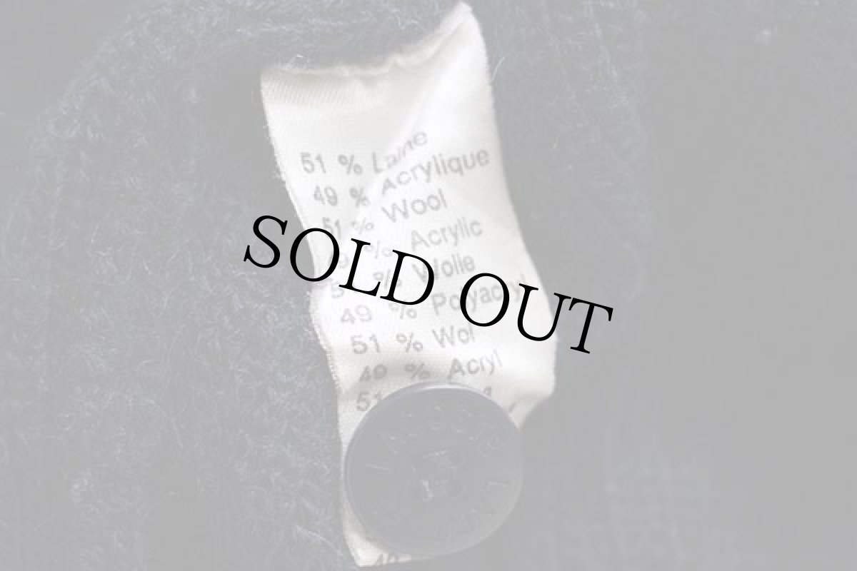 画像5: 70s フランス製 CHEMISE LACOSTE ラコステ ワンポイント パチポケ ウール×アクリルニット カーディガン 紺 5 (5)