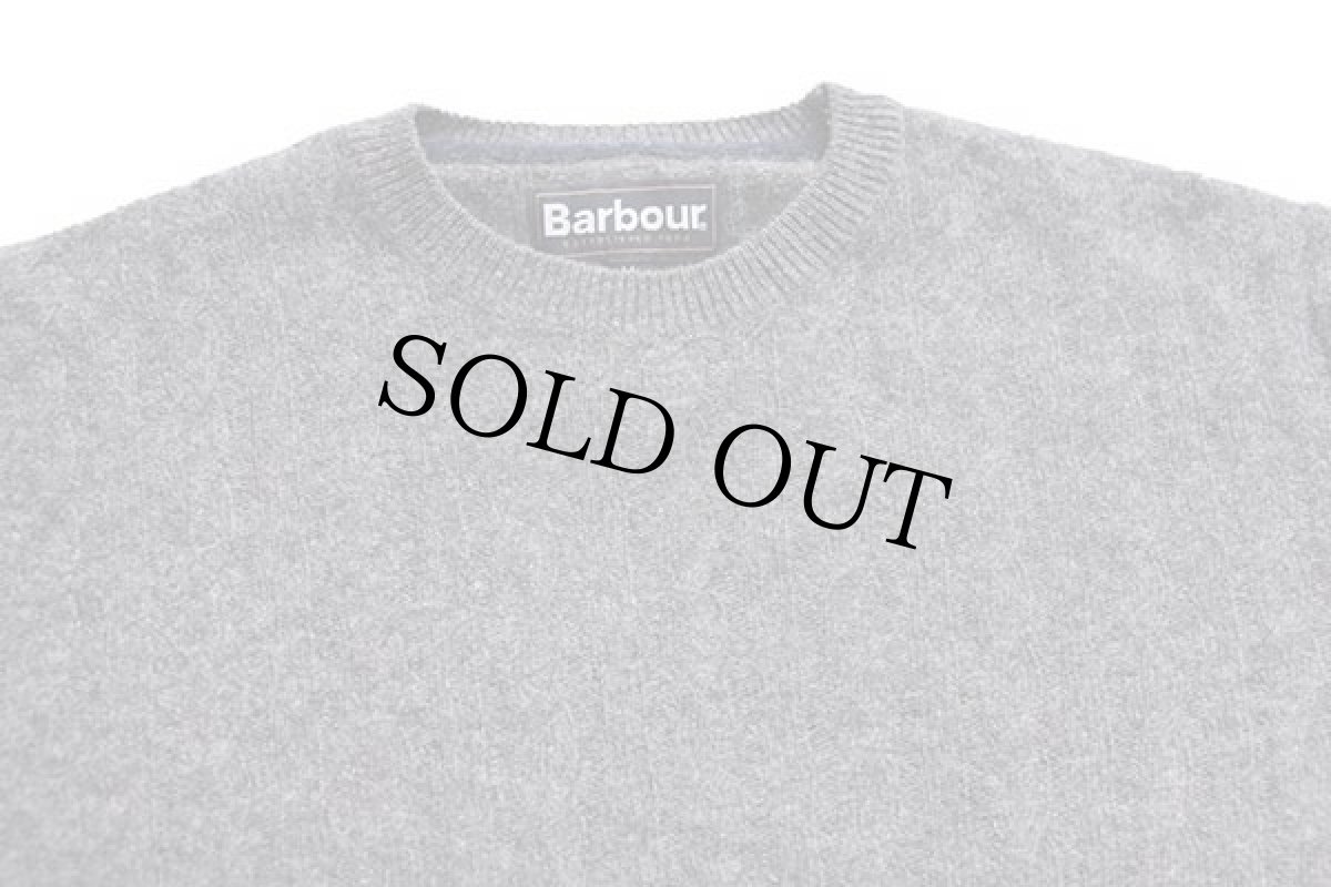 画像3: Barbourバブアー ケーブル編み ウール×リネンニット セーター グレー M (3)