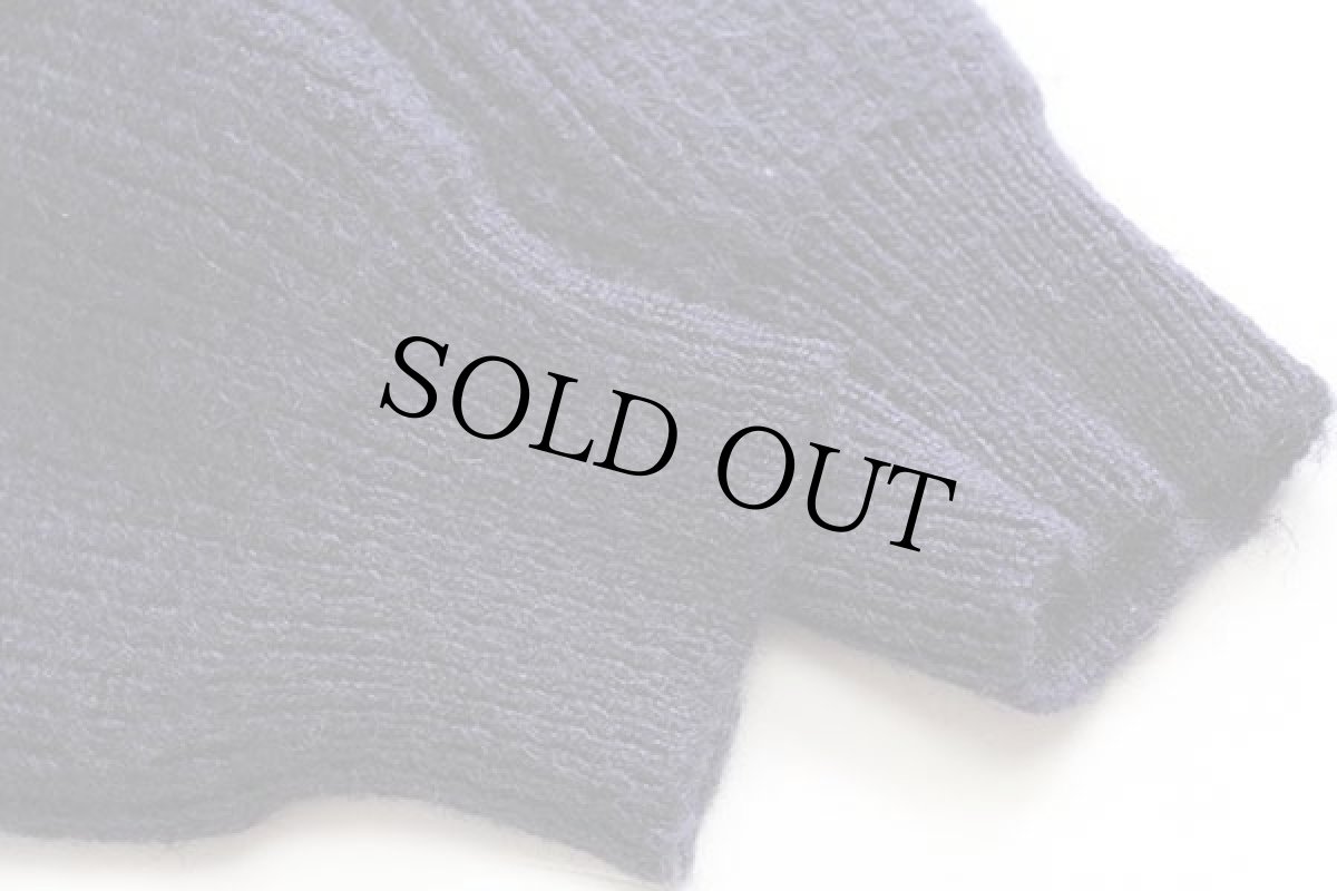 画像7: 00s スコットランド製 Barbourバブアー ハイネック ハーフジップ ローゲージ ウールニット セーター 紺 L (7)