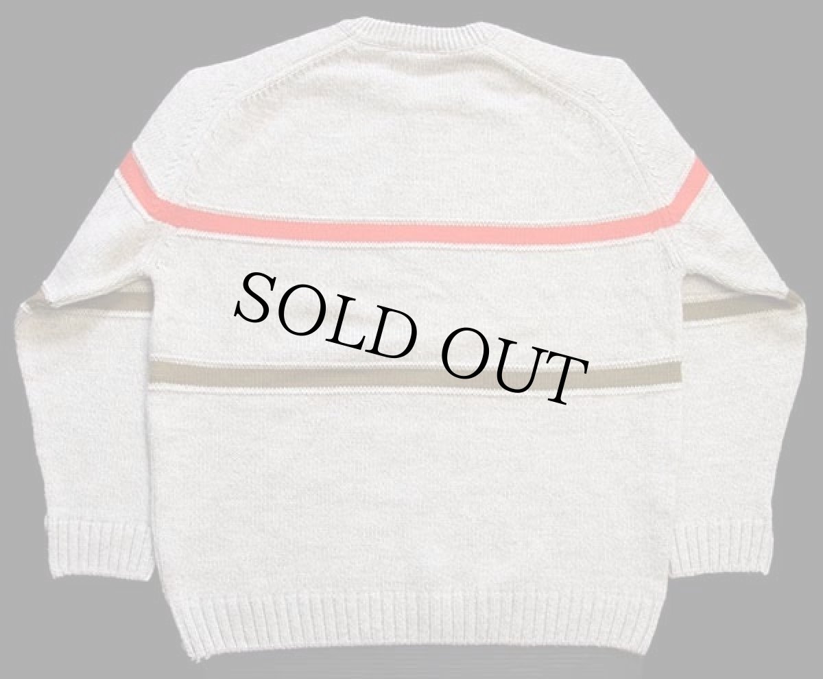 画像2: 00s LACOSTEラコステ ライン入り サドルショルダー ウールニット セーター ベージュ (2)