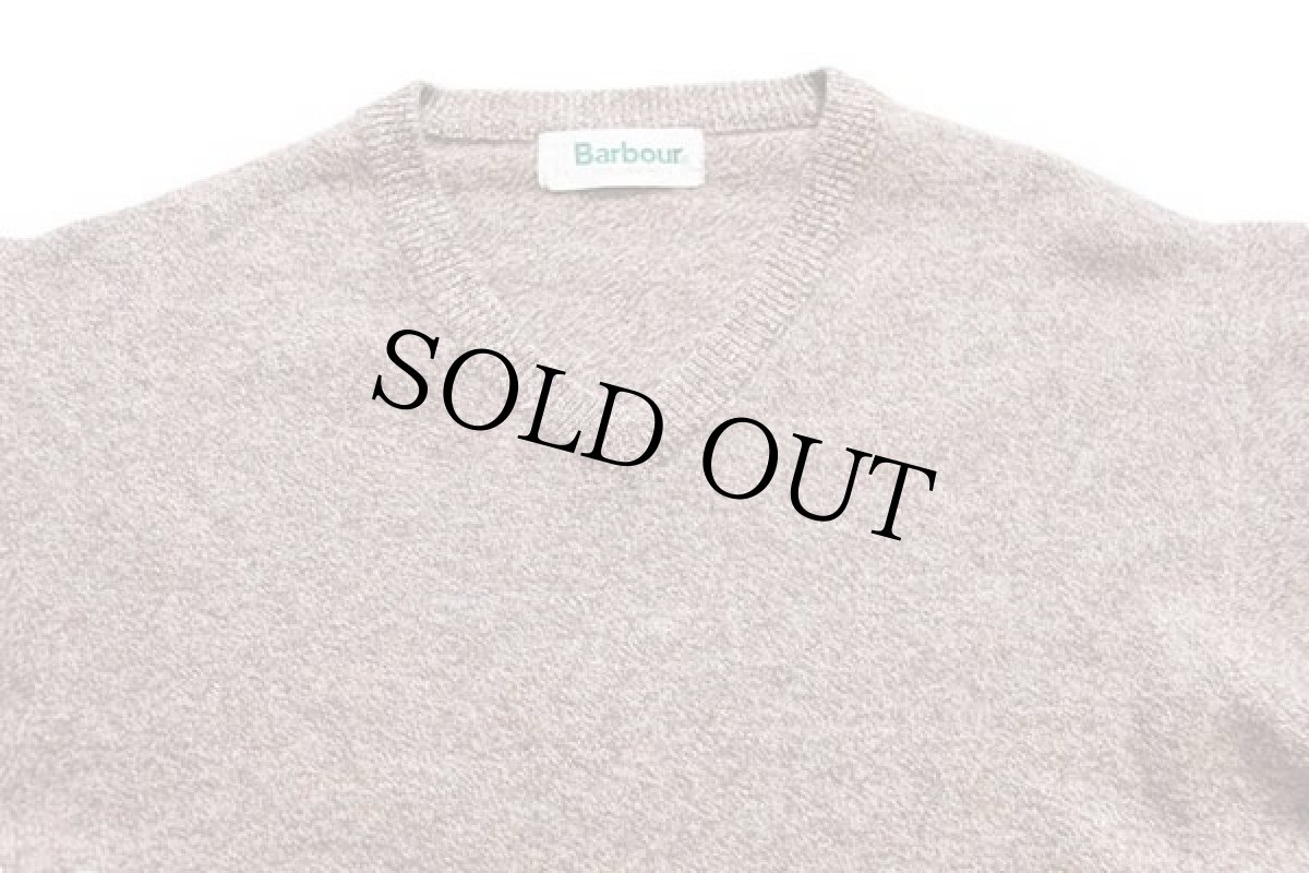 画像3: 90s スコットランド製 Barbourバブアー Vネック ラムウールニット セーター 茶 ミックス C44 (3)