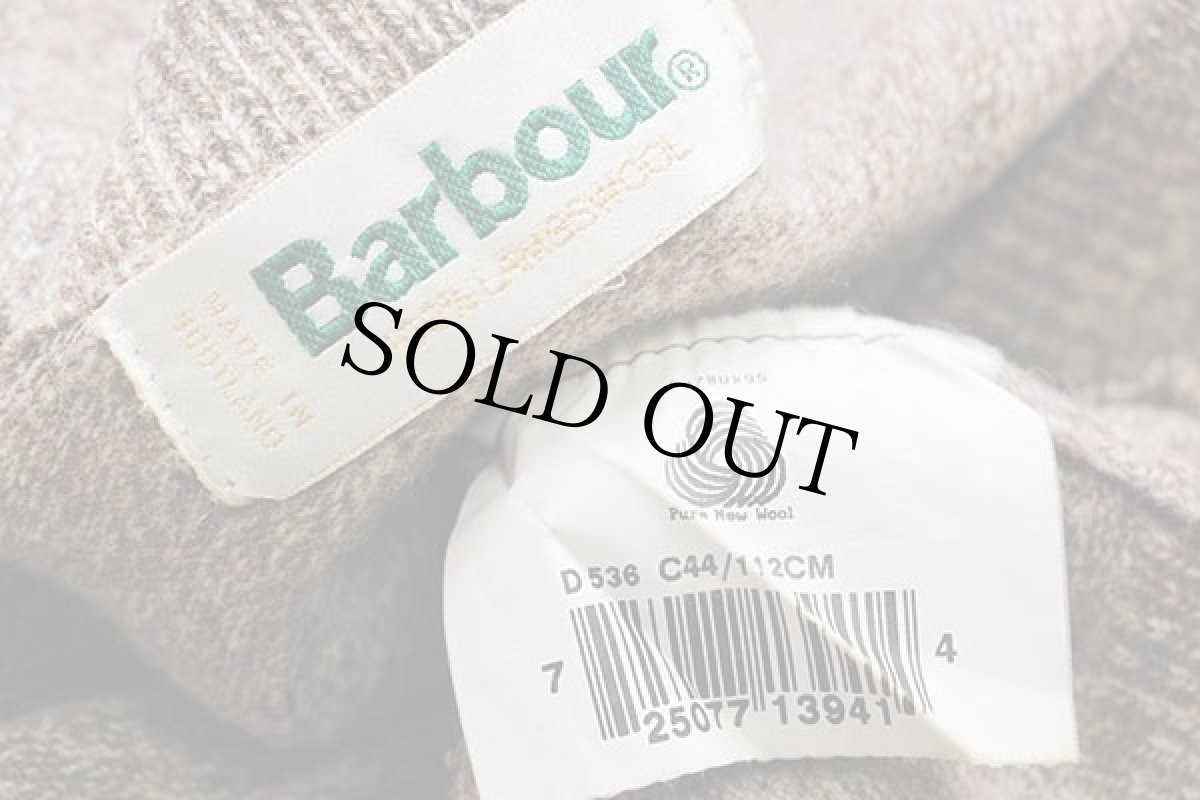 画像4: 90s スコットランド製 Barbourバブアー Vネック ラムウールニット セーター 茶 ミックス C44 (4)