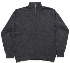 画像1: Barbourバブアー Essential ハイネック ハーフジップ ラムウールニット セーター チャコールグレー L (1)