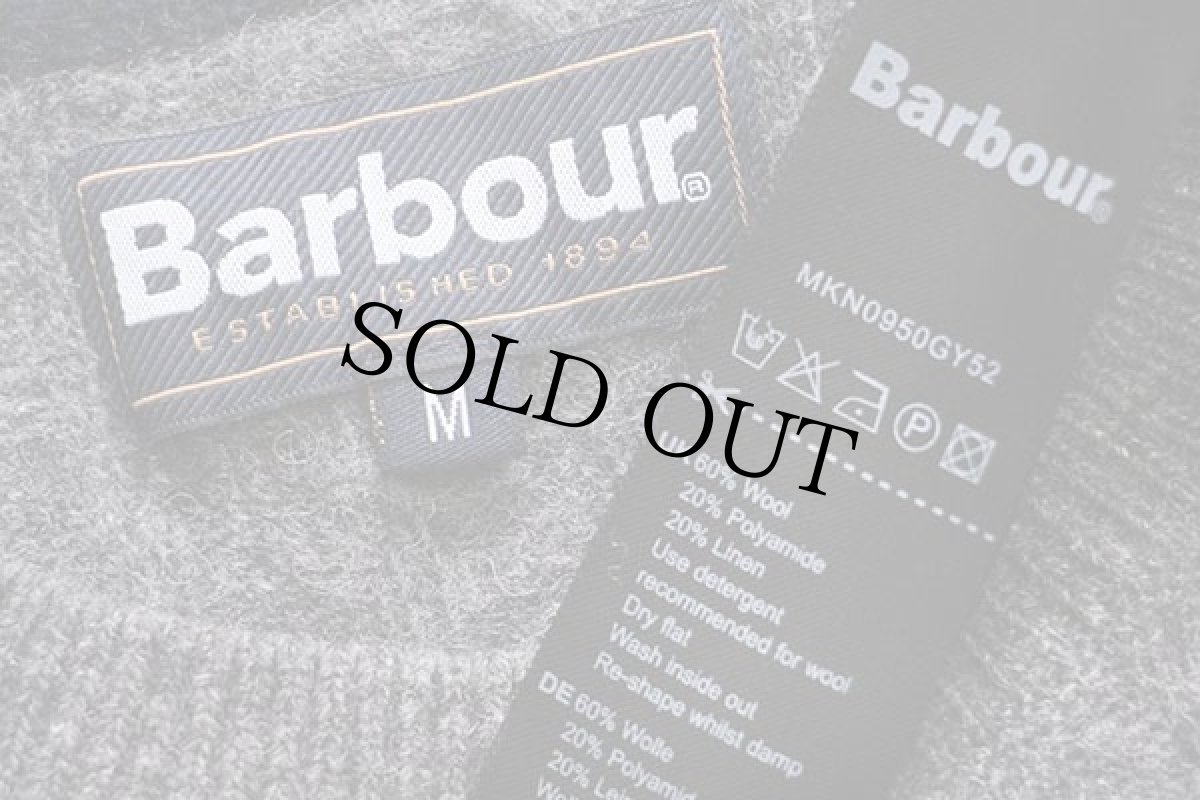 画像4: Barbourバブアー ケーブル編み ウール×リネンニット セーター グレー M (4)