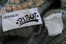 画像4: 90s LA MAGLIA RIBOT ケーブル編み ウール×アクリルニット カーディガン 薄緑 (4)