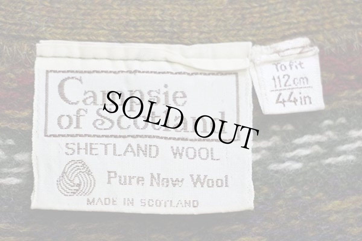 画像4: 80s スコットランド製 Campsie of Scotland フェアアイル柄 シェットランド ウールニット カーディガン (4)