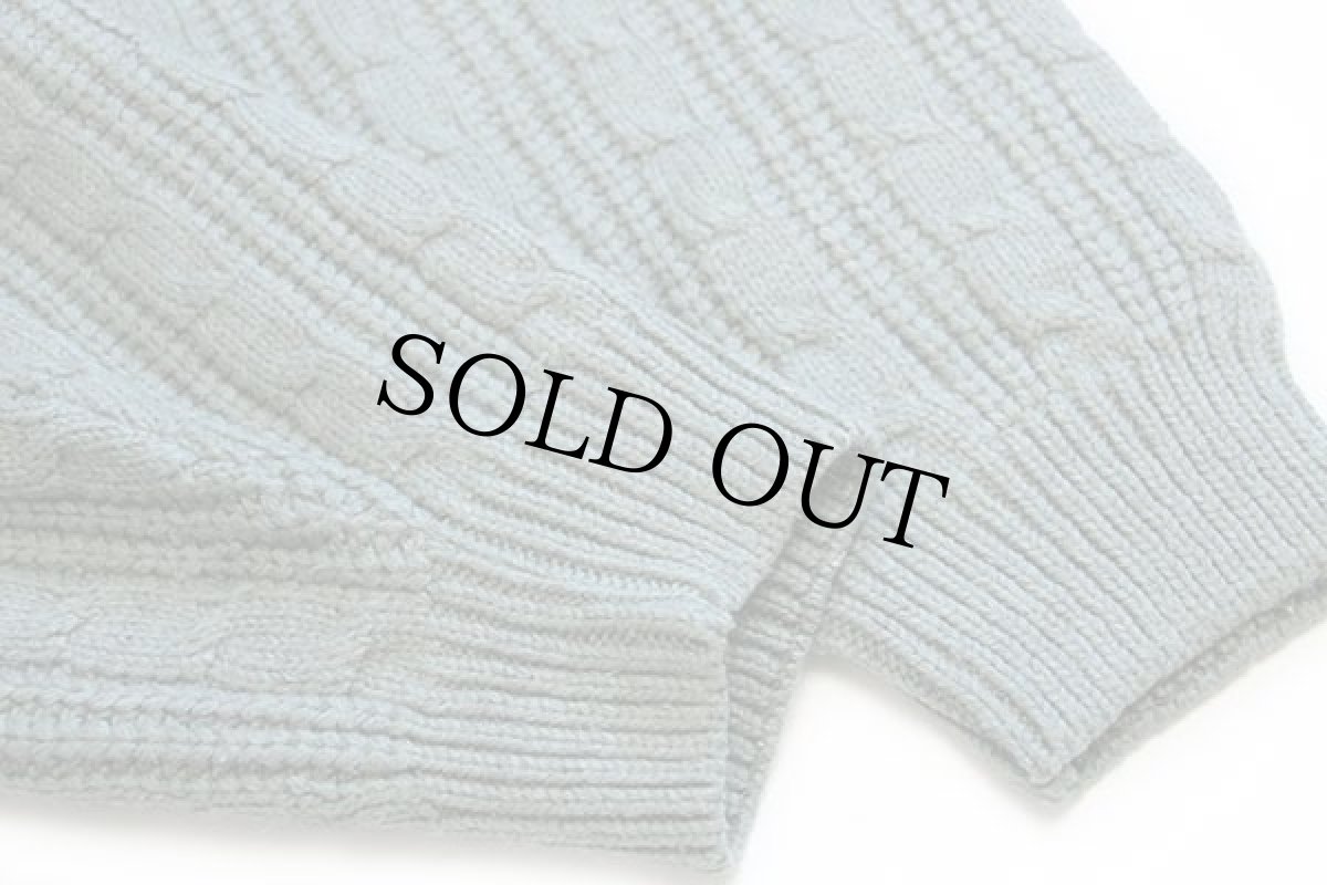 画像6: 90s LA MAGLIA RIBOT ケーブル編み ウール×アクリルニット カーディガン 薄緑 (6)