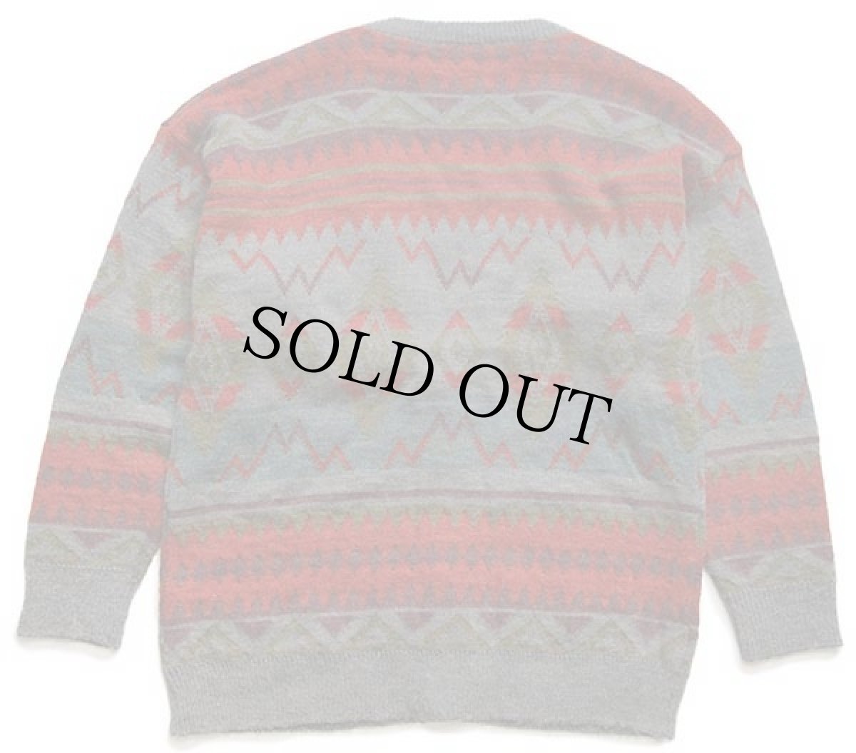 画像2: 90s イタリア製 UNKNOWN ネイティブ柄 モヘヤ×アルパカ ニット カーディガン M (2)