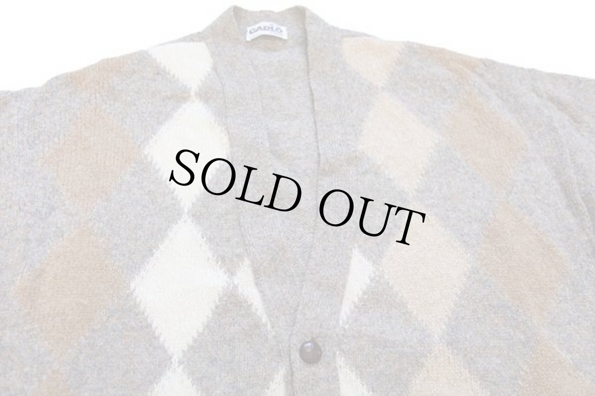 画像3: 80s イタリア製 CARLO CLUB アーガイル柄 エルボーパッチ付き ウールニット カーディガン ミックス (3)