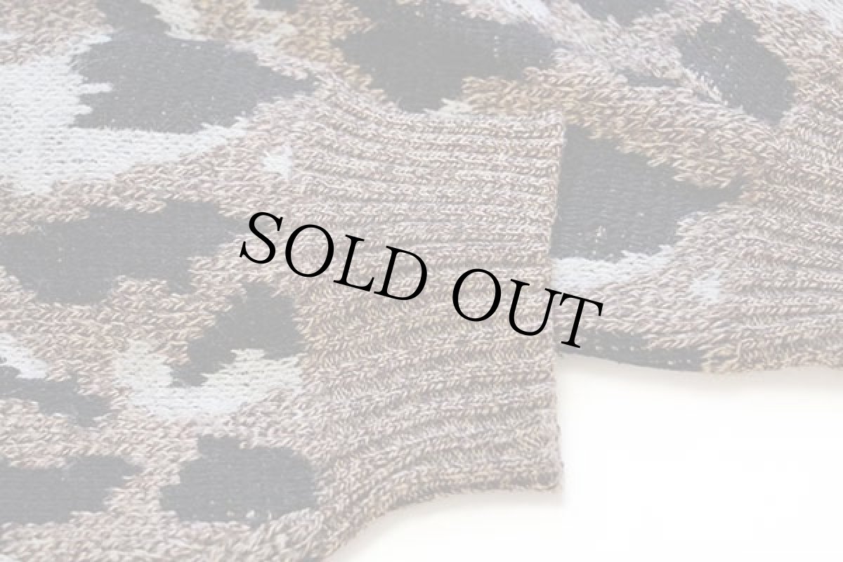 画像7: 80s イタリア製 UNKNOWN 総柄 ジャガード ウール×アクリルニット カーディガン 5★レオパード柄 (7)