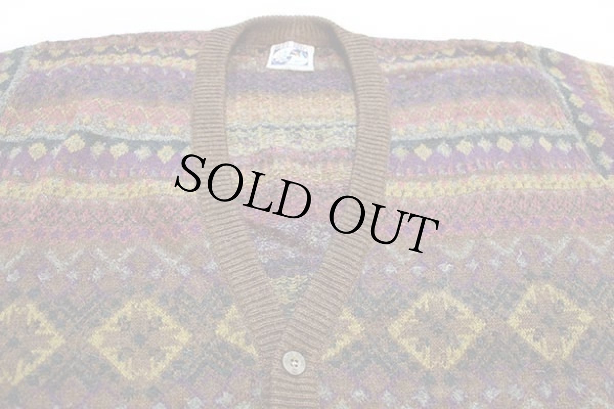 画像3: 90s イタリア製 BLUE BROS フェアアイル柄 ウール×アルパカ×アクリルニット カーディガン XXL (3)