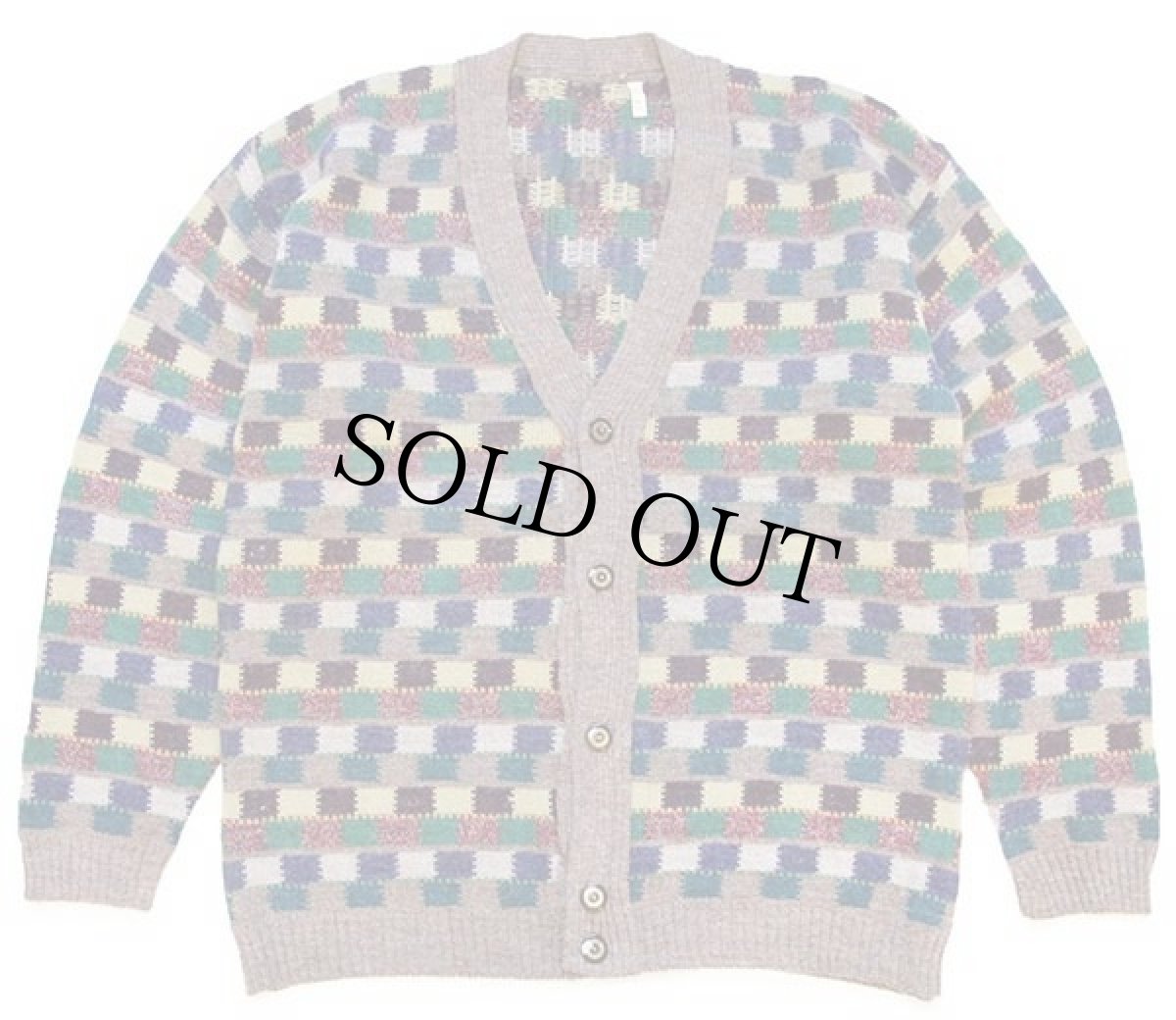画像1: 80s イタリア製 BRESCI 総柄 アクリル×ウール×アルパカニット カーディガン M (1)