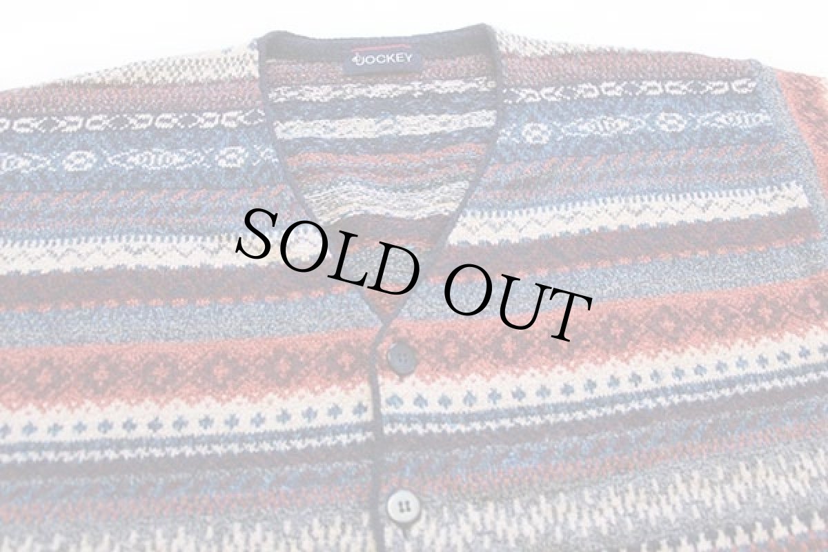 画像3: 90s イタリア製 JOCKEY 総柄 ウール×アクリル×シルクニット カーディガン 54 (3)