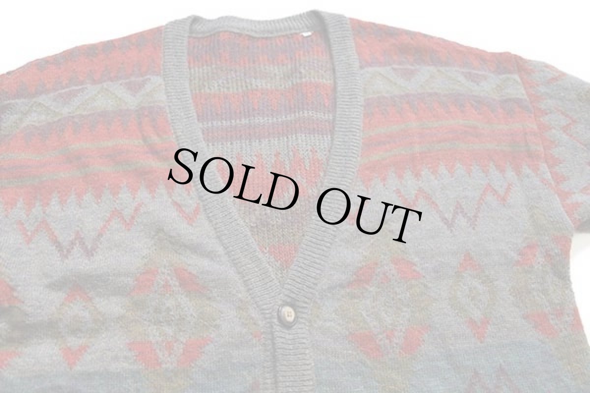 画像3: 90s イタリア製 UNKNOWN ネイティブ柄 モヘヤ×アルパカ ニット カーディガン M (3)