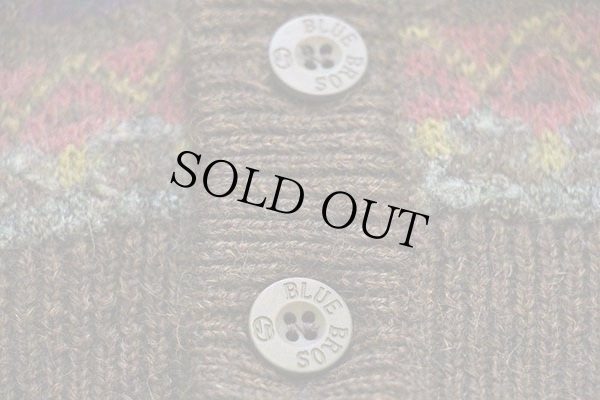 画像5: 90s イタリア製 BLUE BROS フェアアイル柄 ウール×アルパカ×アクリルニット カーディガン XXL (5)