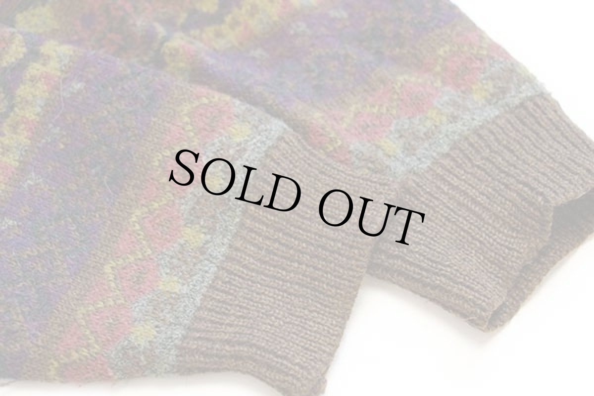 画像6: 90s イタリア製 BLUE BROS フェアアイル柄 ウール×アルパカ×アクリルニット カーディガン XXL (6)