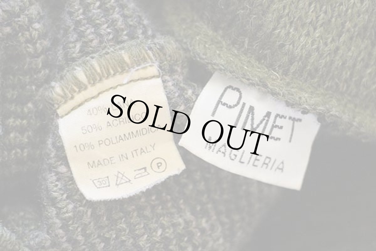 画像4: 90s イタリア製 PIMET MAGLIERIA デザイン ジャガード ウール×アクリルニット カーディガン 緑 (4)