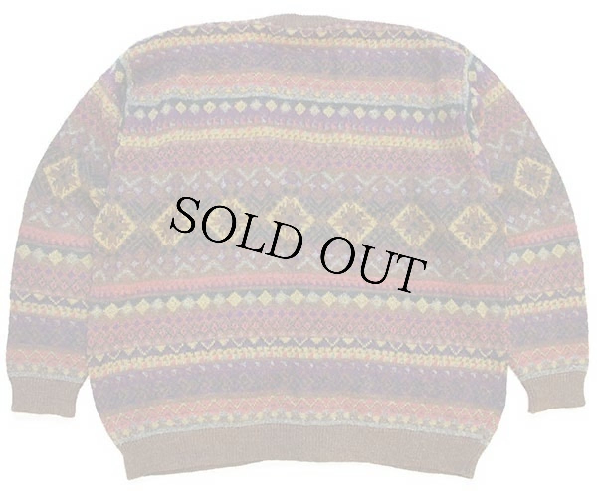 画像2: 90s イタリア製 BLUE BROS フェアアイル柄 ウール×アルパカ×アクリルニット カーディガン XXL (2)