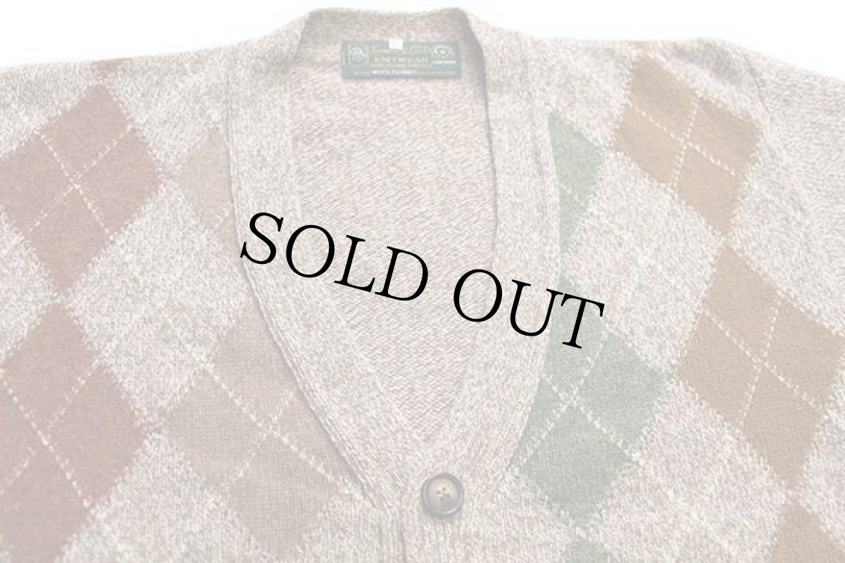 画像3: 80s イタリア製 Laurance アーガイル柄 ウールニット カーディガン ミックス L (3)