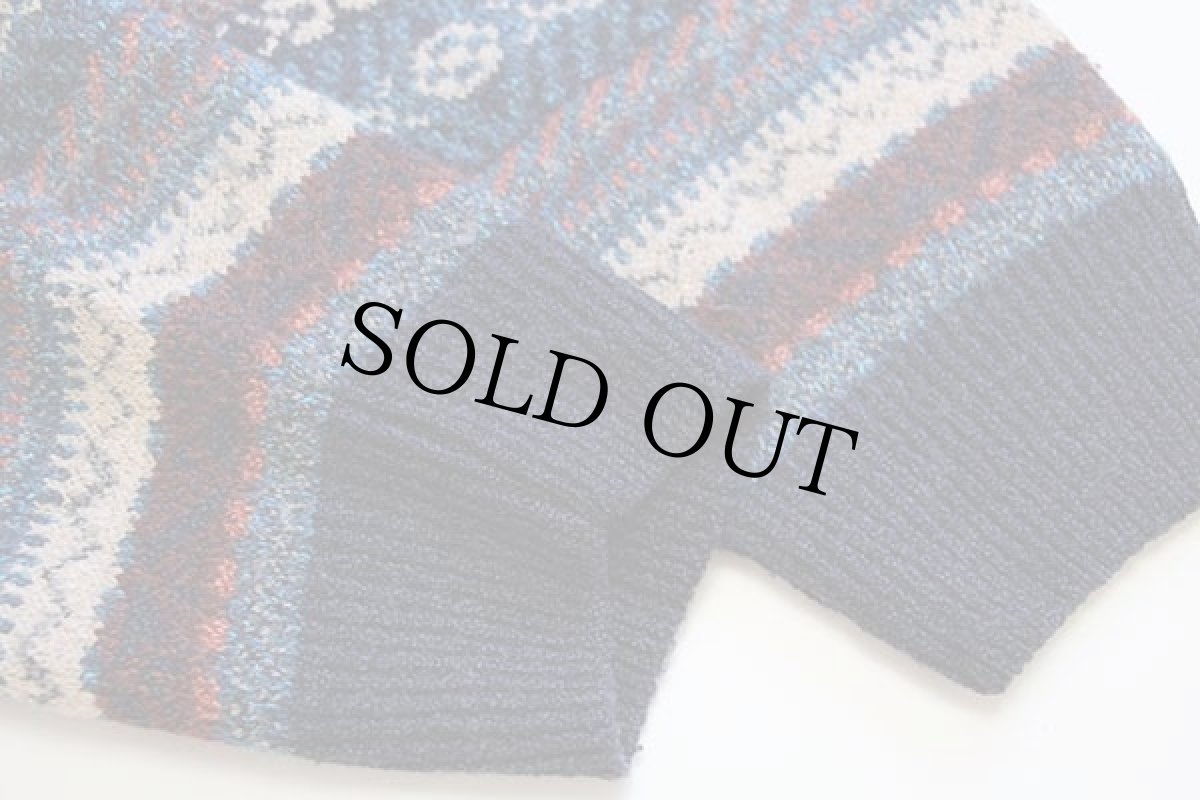 画像6: 90s イタリア製 JOCKEY 総柄 ウール×アクリル×シルクニット カーディガン 54 (6)