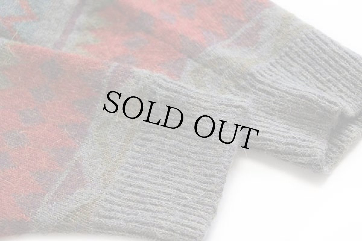 画像6: 90s イタリア製 UNKNOWN ネイティブ柄 モヘヤ×アルパカ ニット カーディガン M (6)