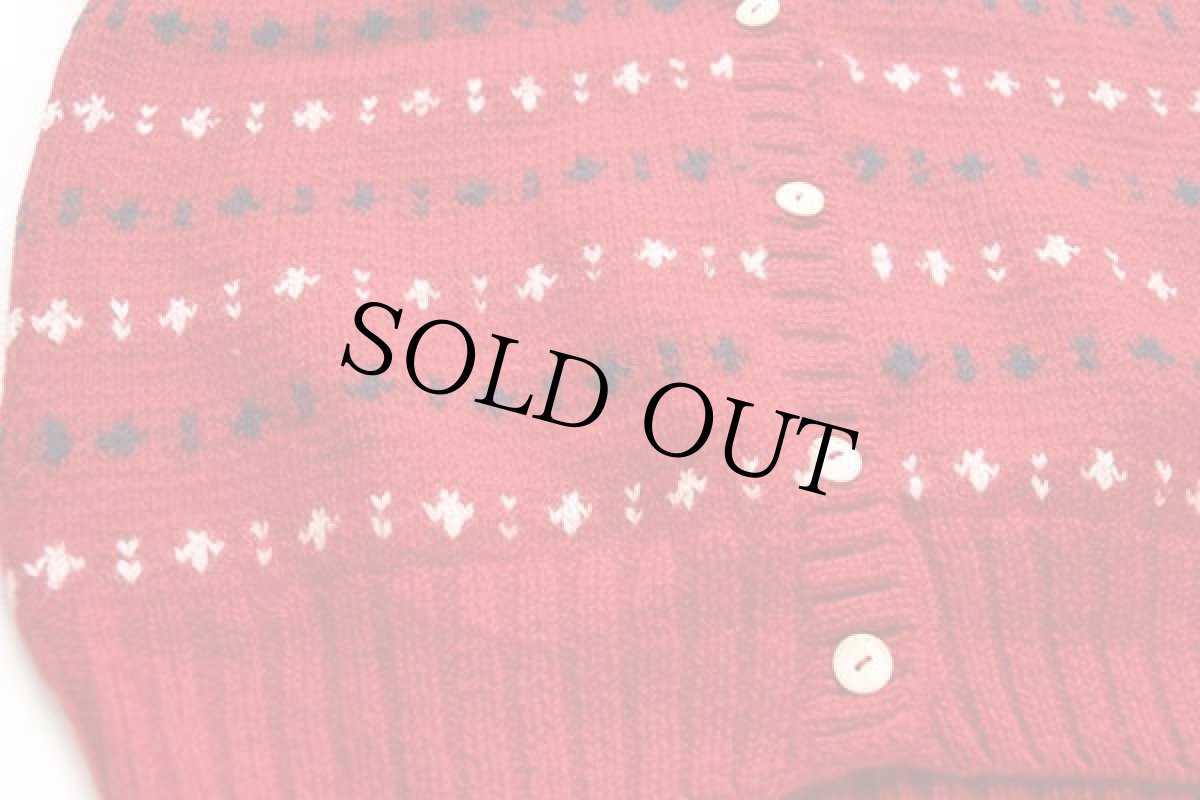 画像5: ウルグアイ製 鹿柄 ノルディック柄 ウール ハンドニット カーディガン M (5)