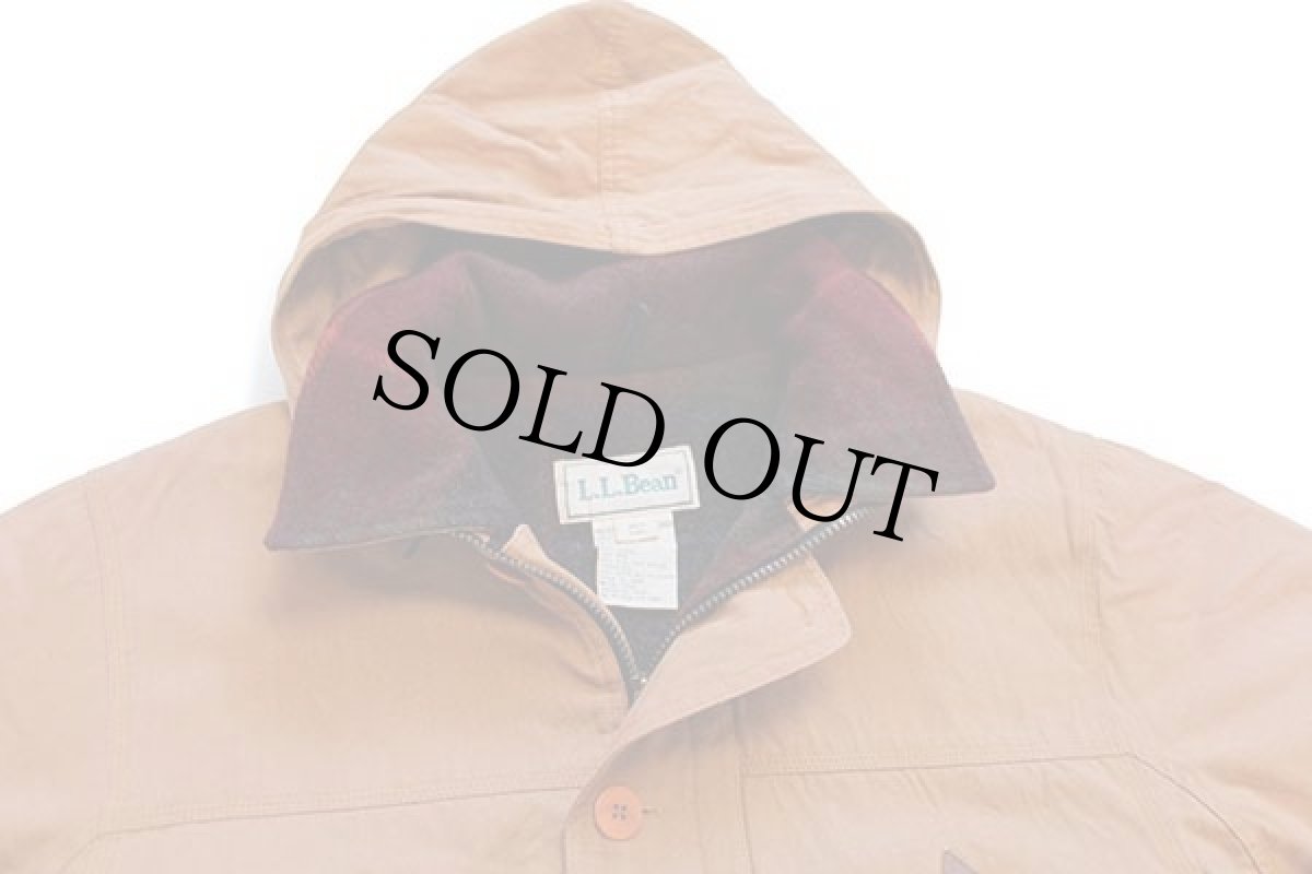 画像3: 90s L.L.Bean チェック ウールライナー THINSULATE中綿入り キャンバス フィールドパーカー 茶 S (3)