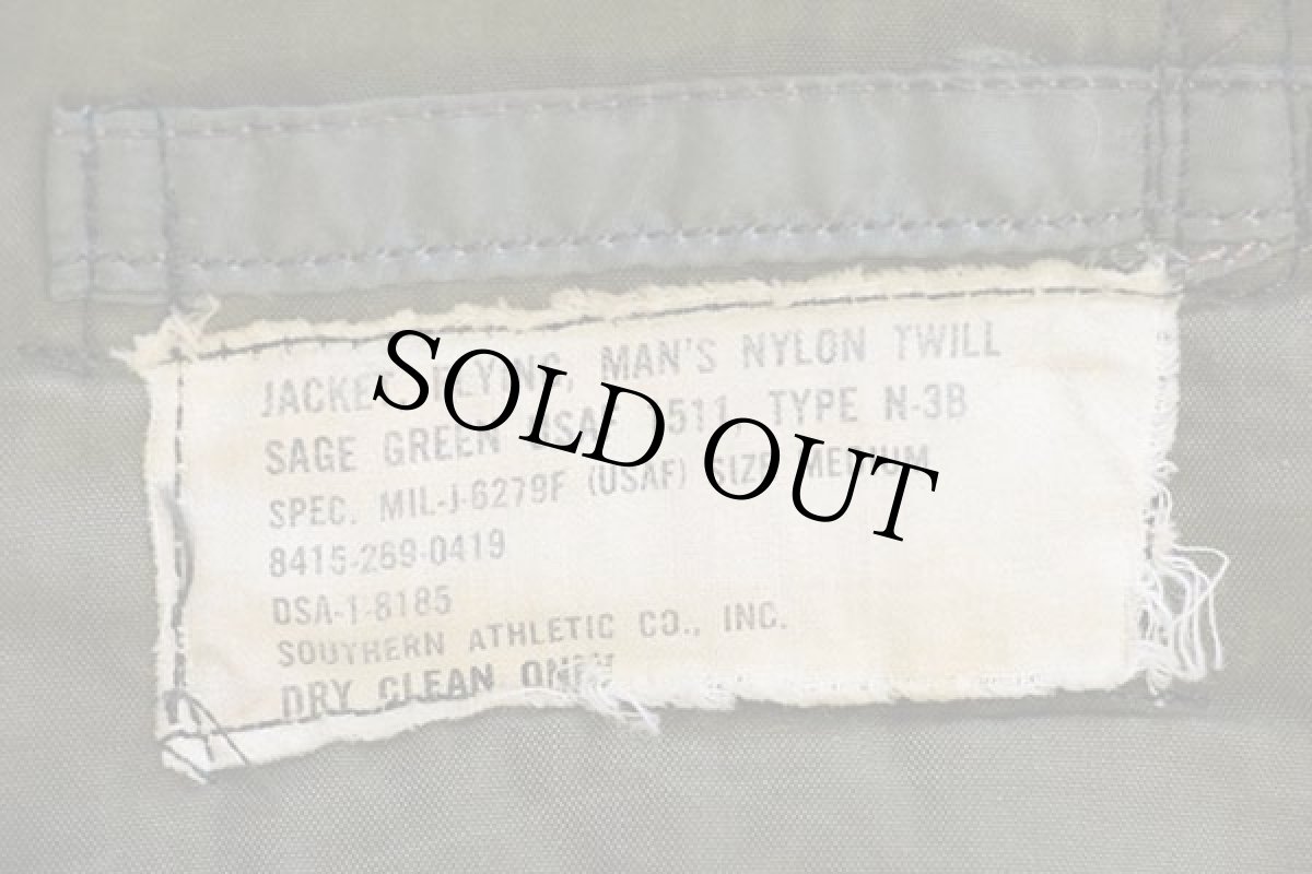 画像4: 60s 米軍 USAF N-3B フライトジャケット セージグリーン M★SOUTHERN ATHLETIC (4)