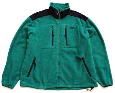 画像1: 90s L.L.Bean ALL CONDITIONS 刺繍 ライナー フリースジャケット 緑×黒 (1)