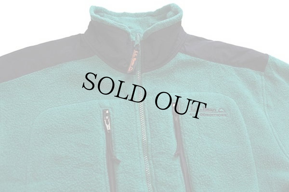 画像3: 90s L.L.Bean ALL CONDITIONS 刺繍 ライナー フリースジャケット 緑×黒 (3)