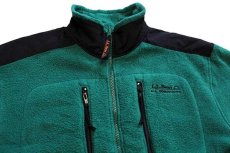 画像3: 90s L.L.Bean ALL CONDITIONS 刺繍 ライナー フリースジャケット 緑×黒 (3)
