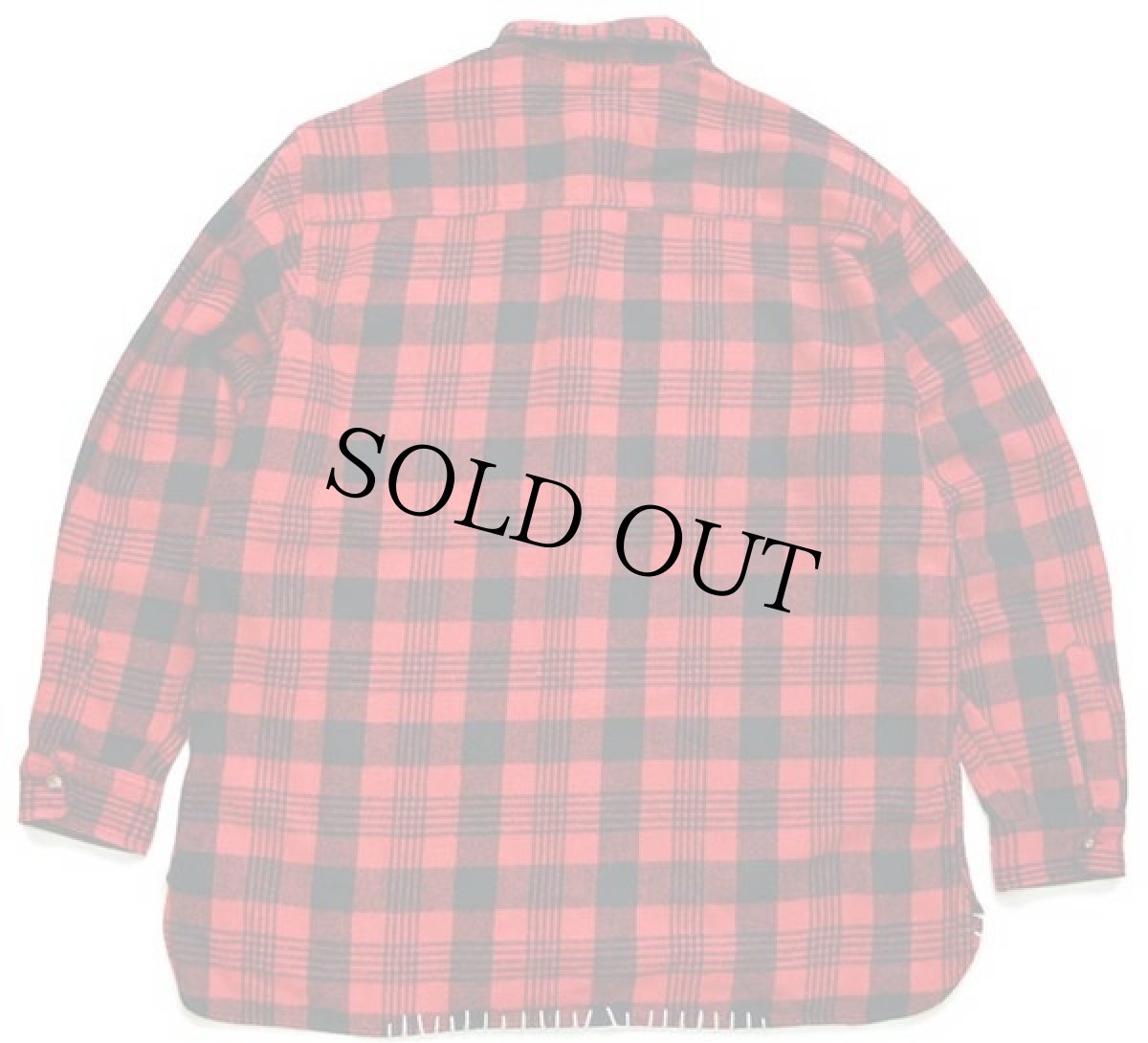 画像2: 90s SIXTY バッファローチェック ハンドステッチ ウールシャツ 赤×黒 L (2)