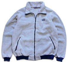 画像1: 80s USA製 patagoniaパタゴニア フルジップ フリースジャケット ライトグレー×紺 XL (1)