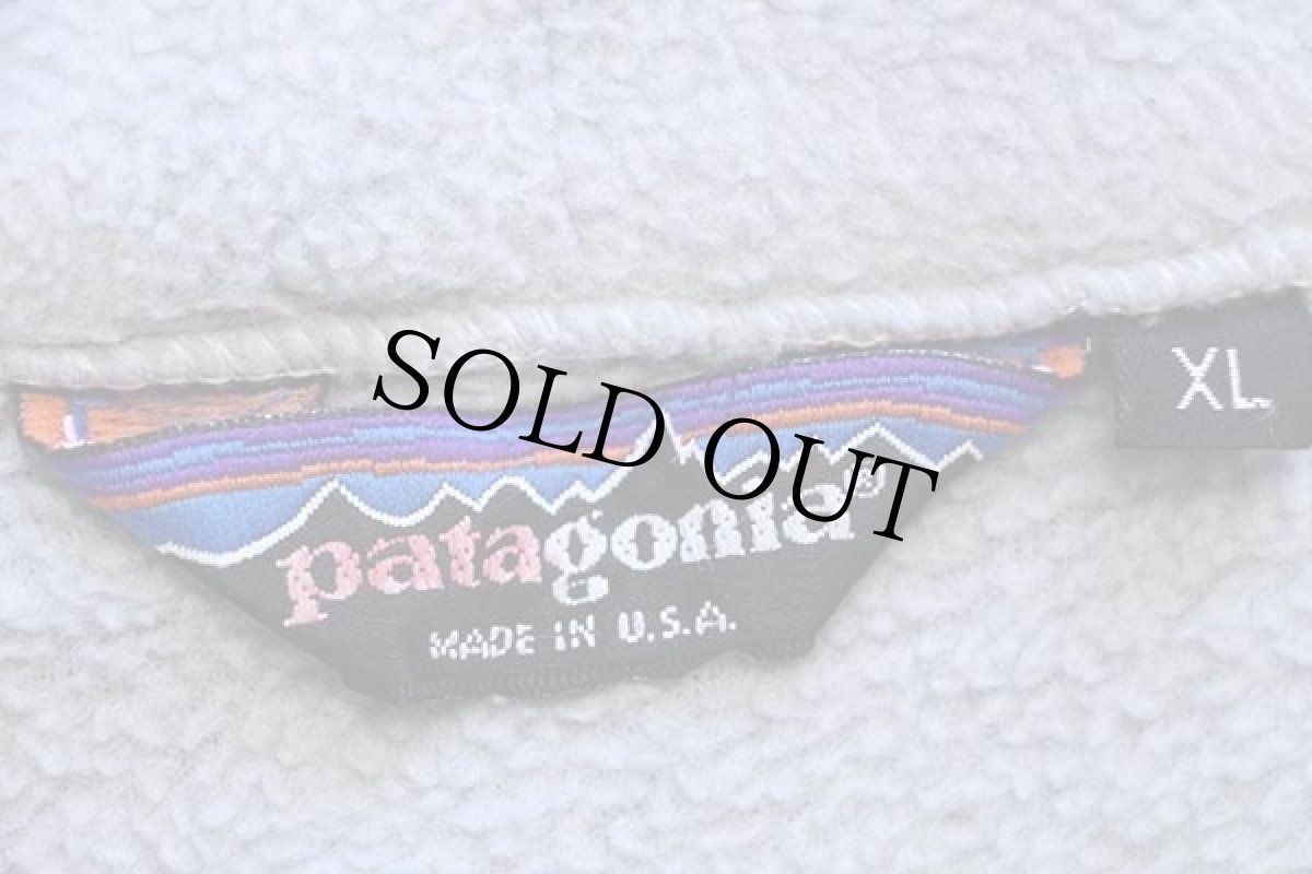 画像4: 80s USA製 patagoniaパタゴニア フルジップ フリースジャケット ライトグレー×紺 XL (4)