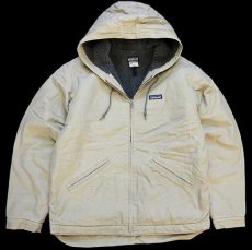 画像1: patagoniaパタゴニア フリースライナー オーガニックコットン ラインド キャンバス フーディー グレーベージュ★焚火ジャケット (1)