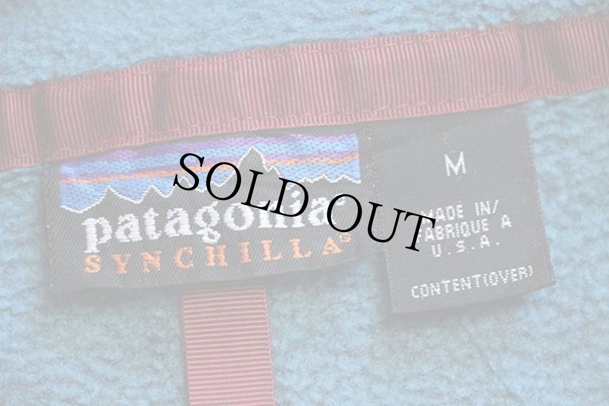 画像4: 90s USA製 patagoniaパタゴニア シンチラ フリース スナップT ダークティール M (4)