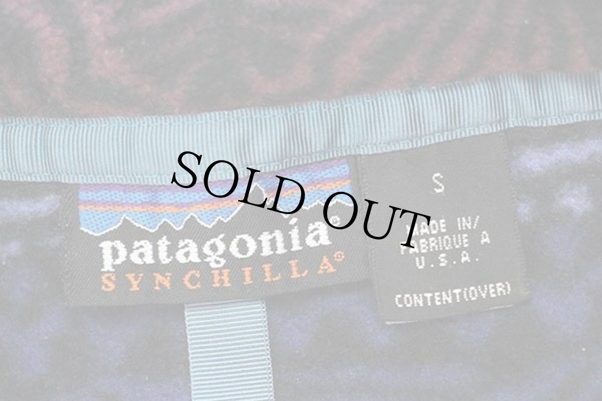 画像4: 90s USA製 patagoniaパタゴニア 総柄 シンチラ フリース スナップT S (4)