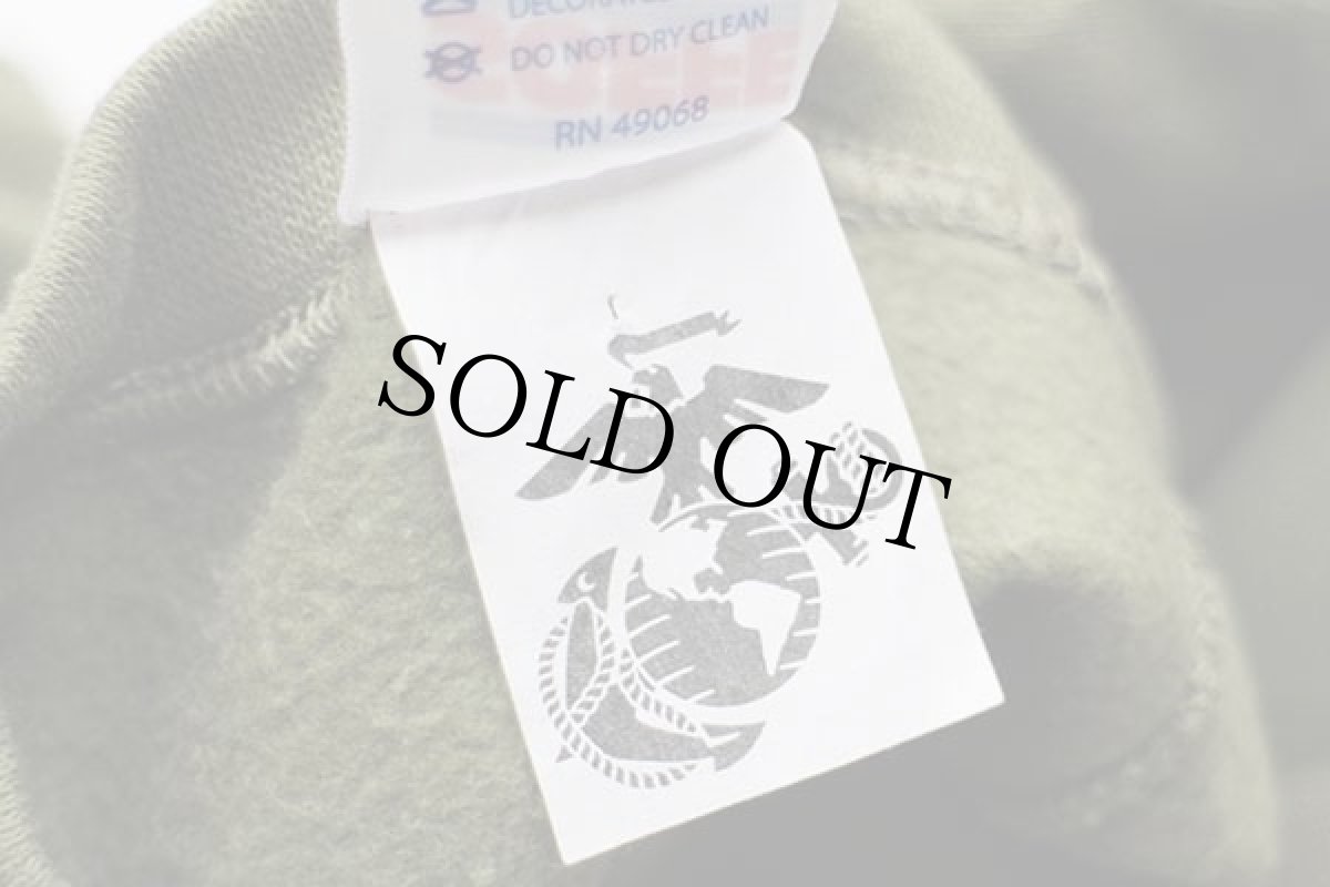 画像5: USA製 米軍 USMC 前V スウェット オリーブ S (5)