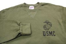 画像3: USA製 米軍 USMC 前V スウェット オリーブ S (3)