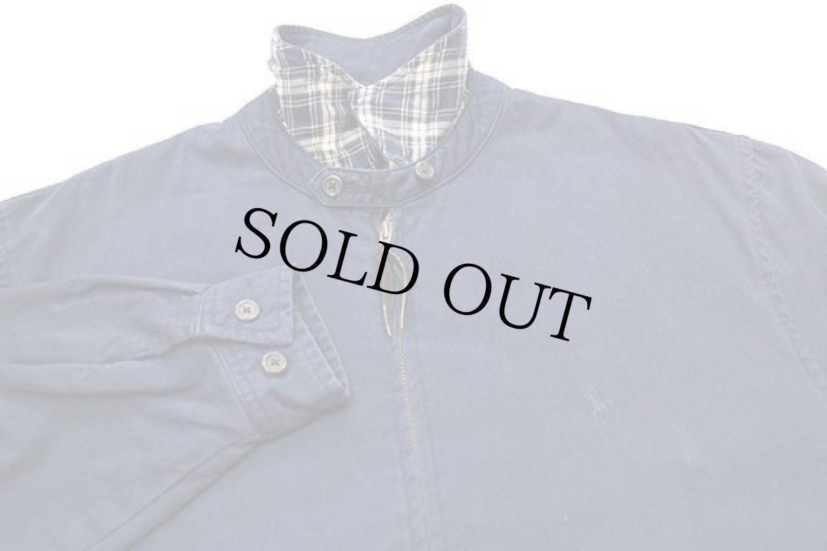 画像3: ポロ ラルフローレン ワンポイント チンスト付き タータンチェックライナー コットンジャケット 紺 LT (3)