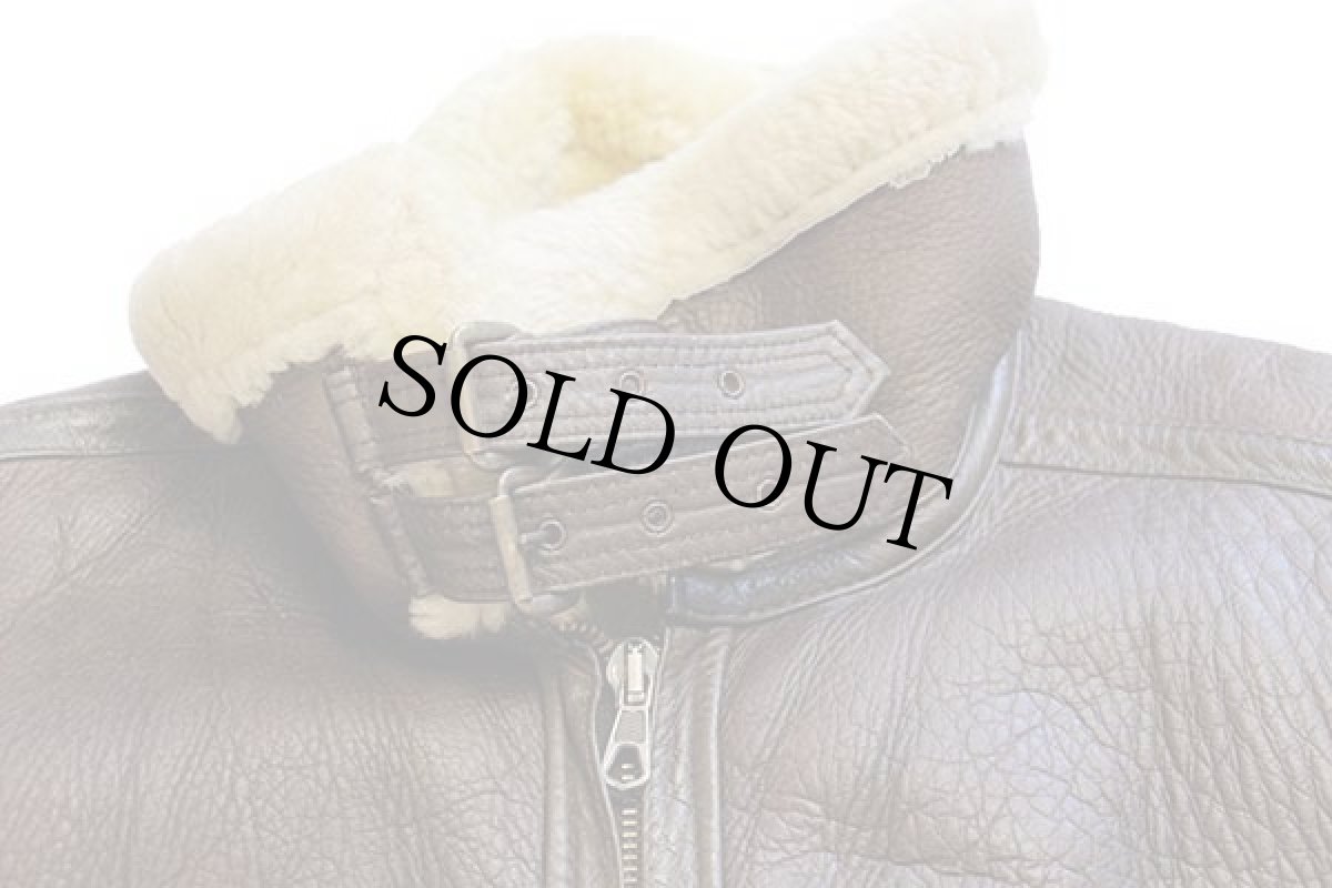 画像3: 80s UNKNOWN B-3タイプ ムートン フライトジャケット 焦げ茶 (3)