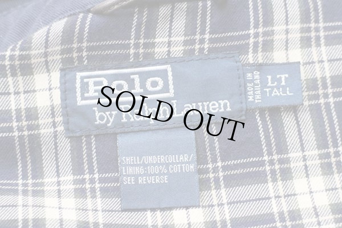 画像5: ポロ ラルフローレン ワンポイント チンスト付き タータンチェックライナー コットンジャケット 紺 LT (5)