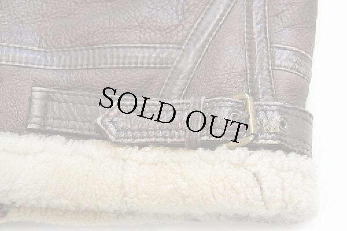 画像6: 80s UNKNOWN B-3タイプ ムートン フライトジャケット 焦げ茶 (6)