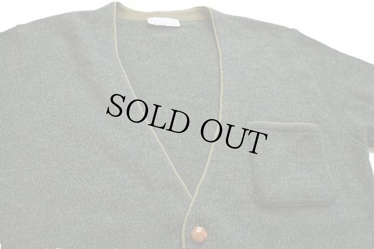 画像3: 80s イタリア製 ANDREA FENZI パチポケ ウールニット カーディガン 深緑 ミックス 48 (3)