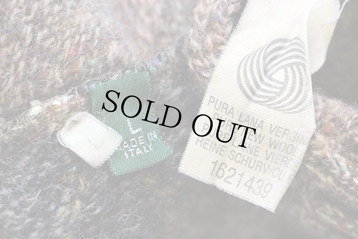 画像4: 80s イタリア製 UNKNOWN アーガイル柄 ウールニット カーディガン ミックス L (4)