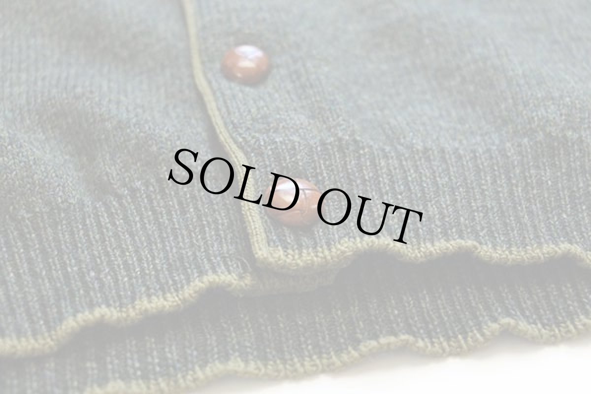 画像5: 80s イタリア製 ANDREA FENZI パチポケ ウールニット カーディガン 深緑 ミックス 48 (5)